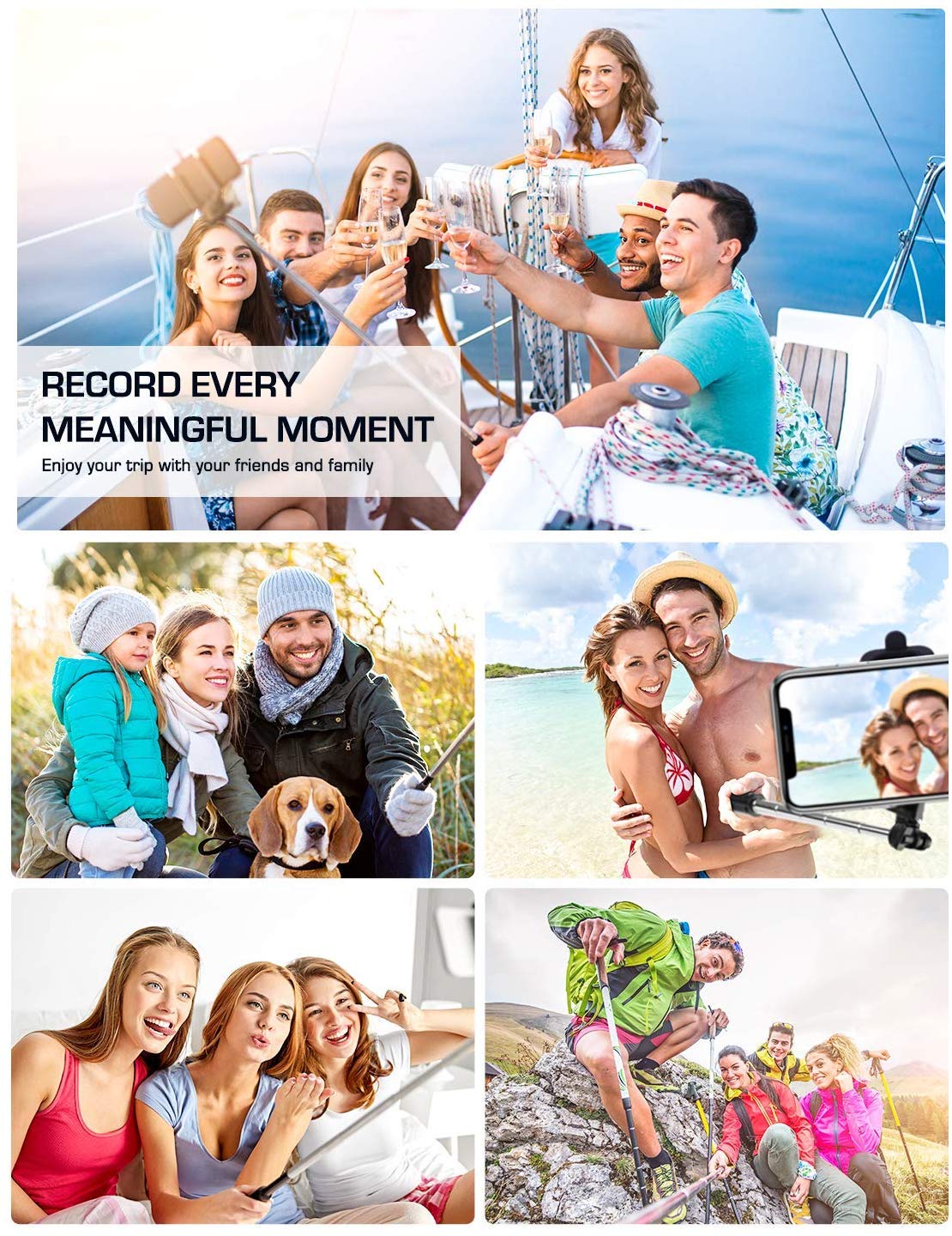 Selfie Stick, Lightweight Extendable 31.9 Inch Bluetooth Selfie Stick Monopod with Wireless Remote