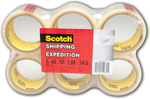 Scotch Packing Tape, 1.88" x 50m, 6 Rolls